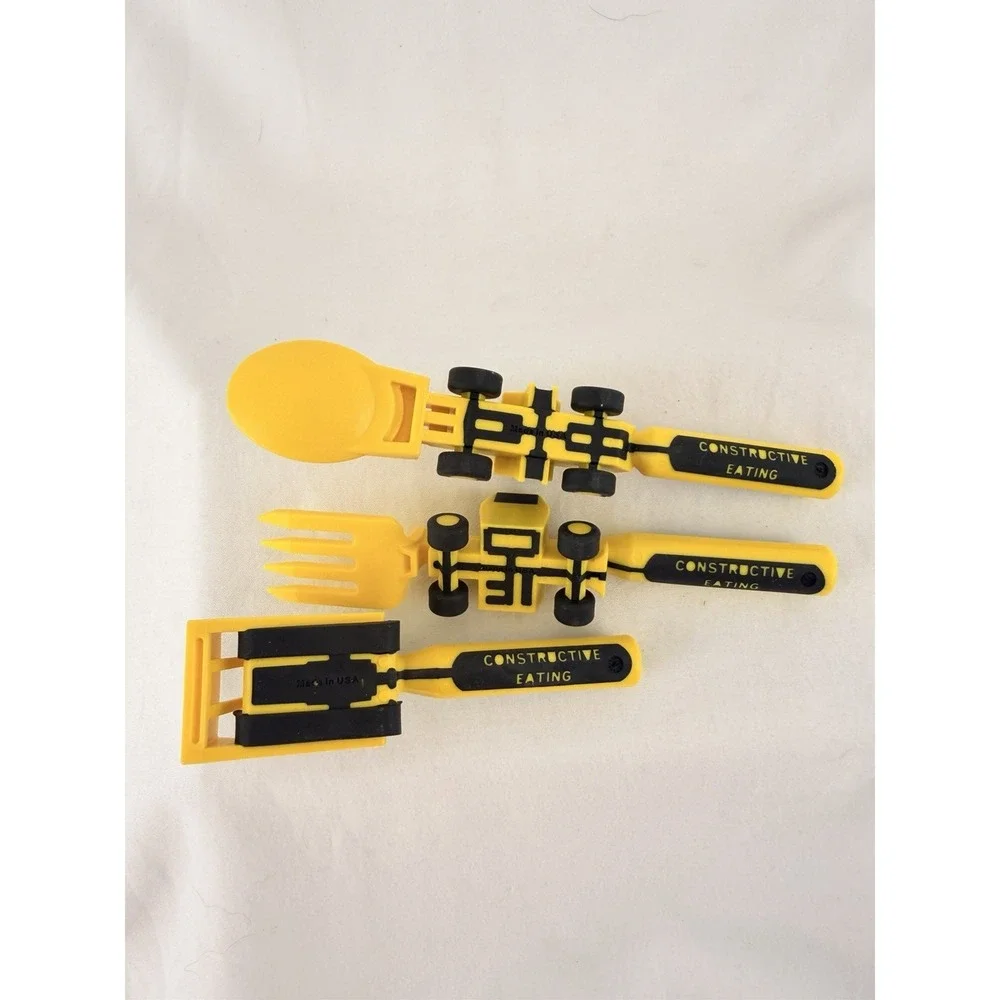 Kids Utensil Set Constructive Eating Construction Fork Spoon Bulldozer